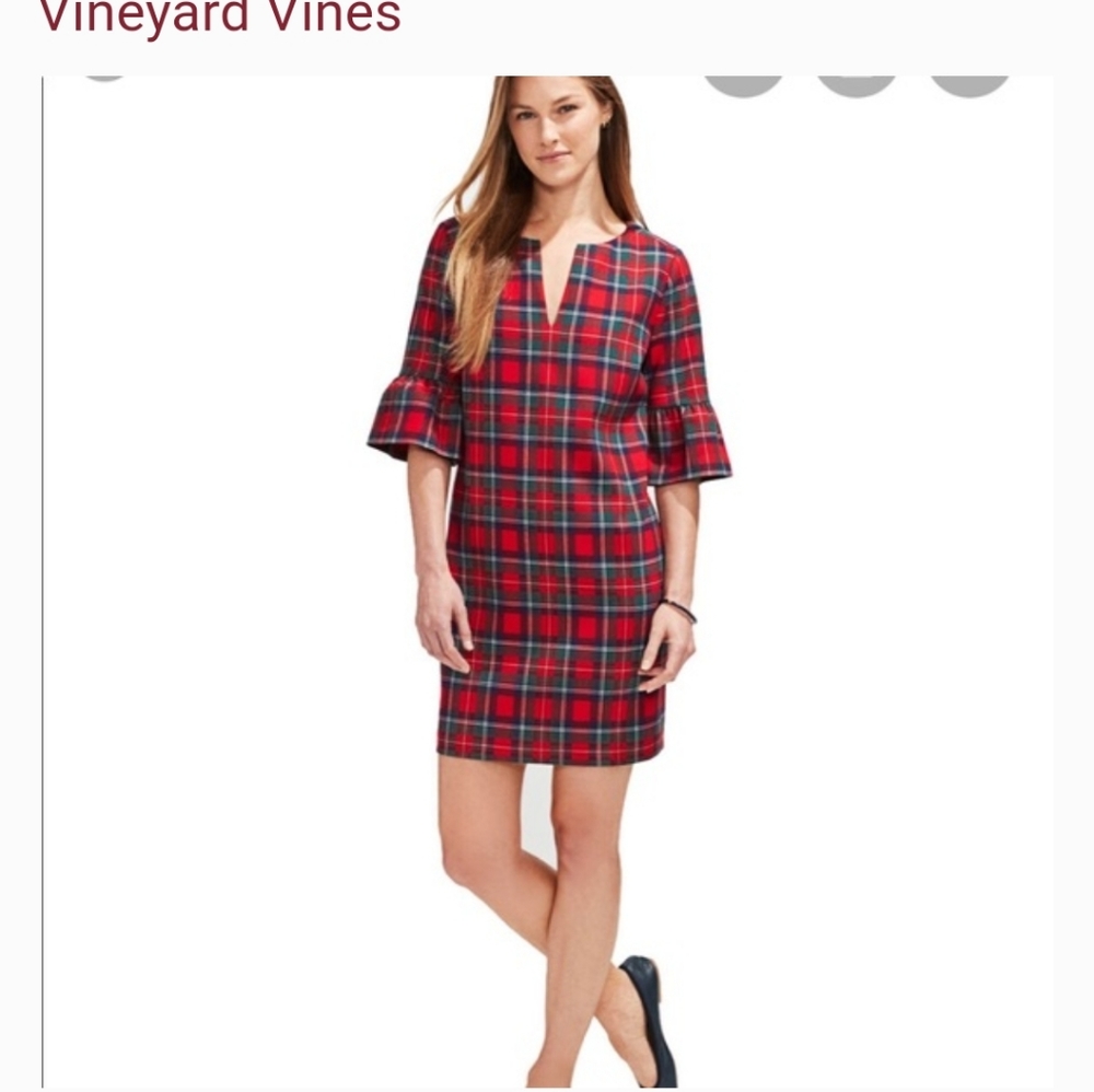 Vineyard Vines plaid flutter sleeve dress